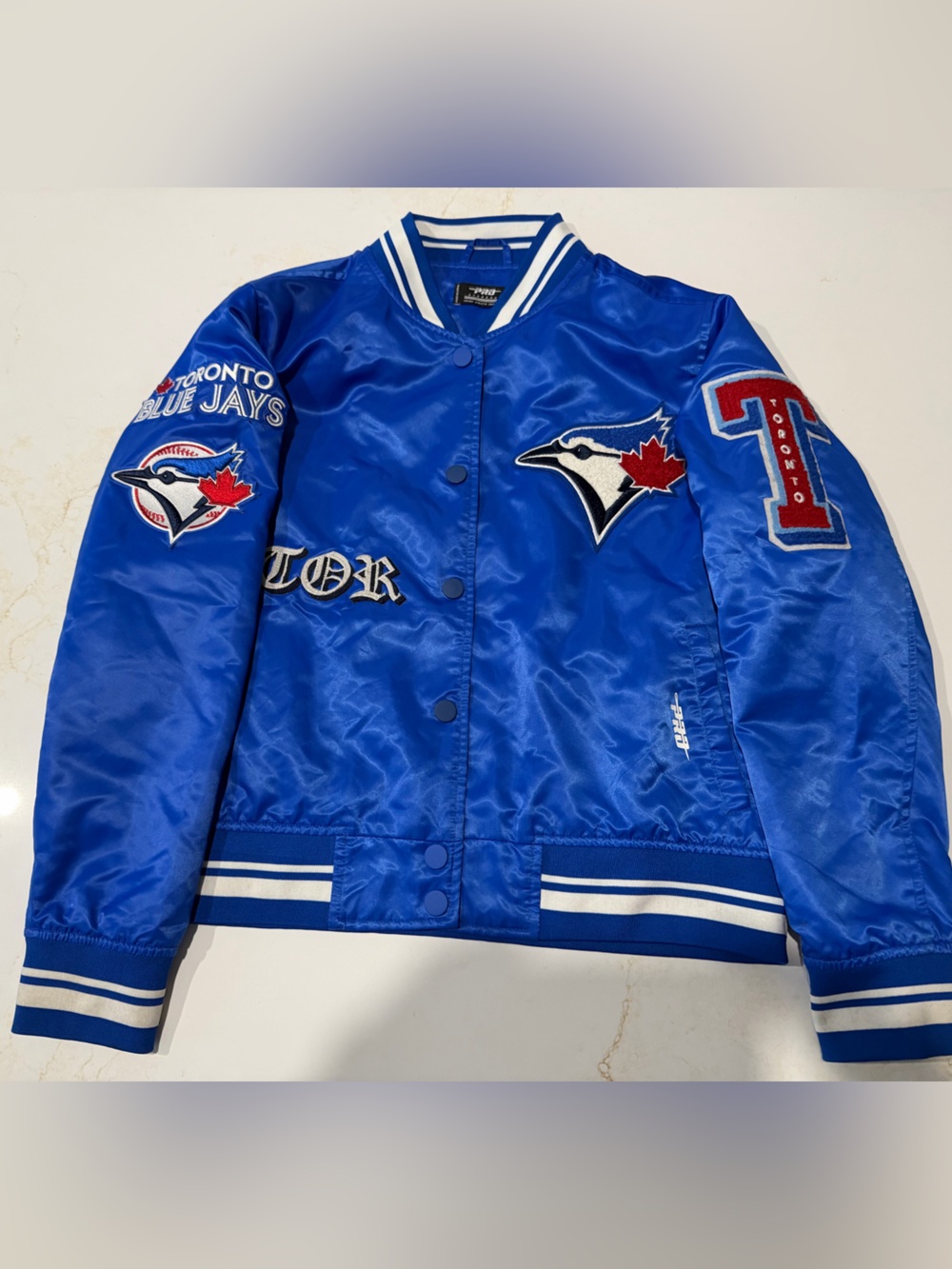 Toronto Blue Jays old school Satin Bomber Jacket - Royal Blue